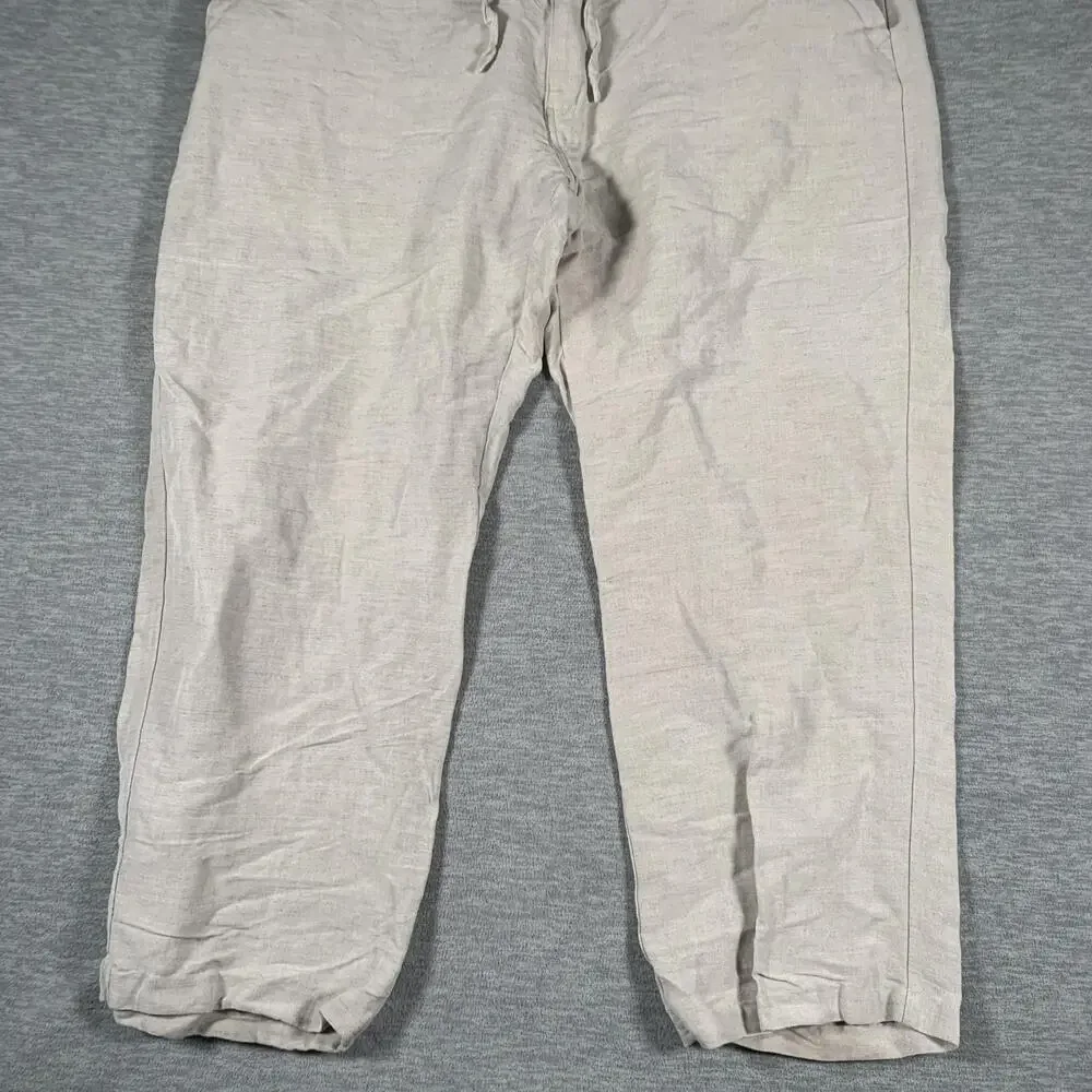 Cubavera Pants Mens XL Beige Linen Blend Jogger Drawstring Relaxed Fit Casual